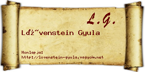 Lövenstein Gyula névjegykártya