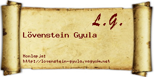 Lövenstein Gyula névjegykártya